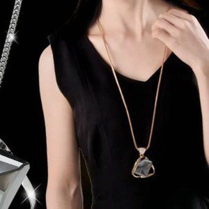 NEW Gilda Gold Plated Smokey Mirrored Crystal Statement Necklace